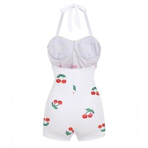 Cute one piece dress/shorts bathing suit with cherry design